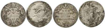 STATO PONTIFICIO. Roma. Lotto composto da n. 2 esemplari. Clemente XI (1700 - 1721). Giulio anno VIII - Pio VI (1775 - 1799). Doppio giulio 1779. Ag (5,26 g; 25,50) (2,53 g; 23,85 mm)