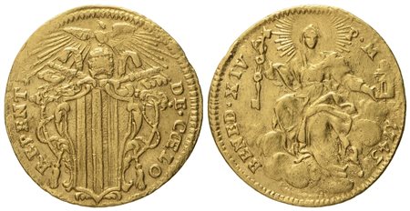 STATO PONTIFICIO. Roma. Benedetto XIV (1740 - 1758). Zecchino 1743. Au (3,37 g; 21,5 mm)