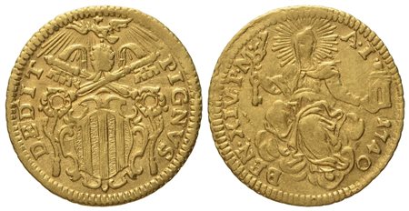 STATO PONTIFICIO. Roma. Benedetto XIV (1740 - 1758). Mezzo zecchino 1740. Au (1,70 g; 17,5 mm)