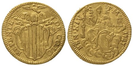 STATO PONTIFICIO. Roma. Benedetto XIV (1740 - 1758). Mezzo Zecchino 1747. Au (1,74 g; 17,8 mm)