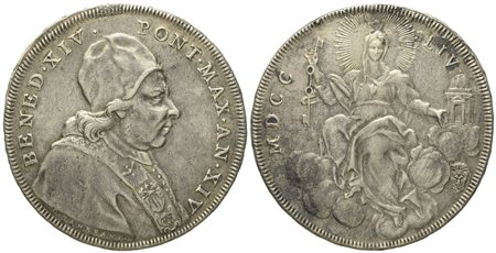 STATO PONTIFICIO. Roma. Benedetto XIV (1740 - 1758). Scudo romano 1754. Ag (26,35 g; 41,7 mm)