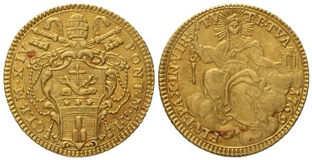 STATO PONTIFICIO. Roma. Clemente XIV (1769 - 1774). Zecchino 1769. Au (3,44 g; 20,5 mm)