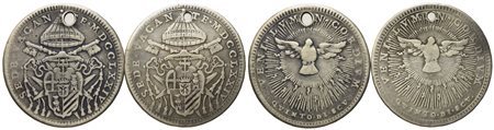 STATO PONTIFICIO. Roma. Sede Vacante 1774. Lotto di n. 2 da doppio giulio, quinto di scudo 1774. Ag (4,82 g; 25,49 mm) (5,04 g; 25,61 mm)