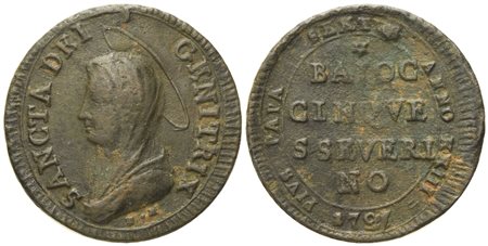 STATO PONTIFICIO. San Severino. Pio VI (1775 - 1799). 5 baiocchi 1797.  Cu (13,50 g; 32,03 mm).