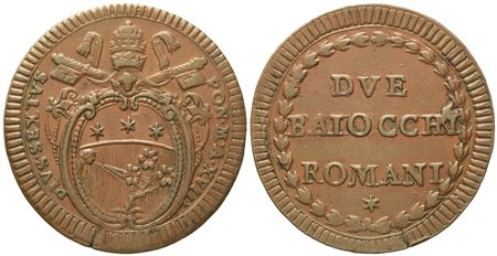 STATO PONTIFICIO. Roma. Pio VI (1775 - 1799). 2 baiocchi anno XVIII. Cu (g 24,67; mm 38,02).