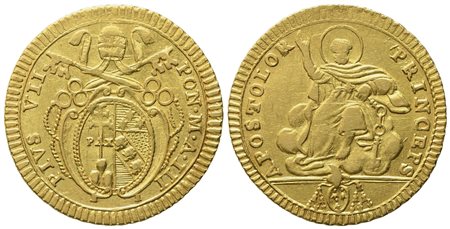 STATO PONTIFICIO. Roma. Pio VII (1800-1823). Doppia, anno III. Au (5,42 g; 23 mm)