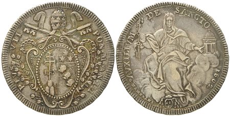 STATO PONTIFICIO. Roma. Pio VII (1800 - 1823). Scudo 1802, anno III. Ag (26,33 g; 41,6 mm)