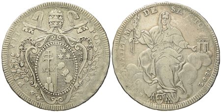 STATO PONTIFICIO. Roma. Pio VII (1800 - 1823). Scudo 1802. Ag (26,01 g; 41,25 mm).