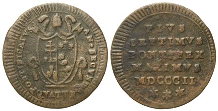 STATO PONTIFICIO. Roma. Pio VII (1800 - 1823). Pio VII (1800 - 1823). Quattrino 1802. Cu (g 2,49; mm 21,7).