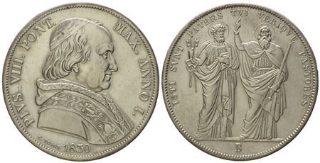 STATO PONTIFICIO. Bologna. Pio VIII (1829 - 1830). Scudo 1830. Ag (26,31 g; 37,8 mm)