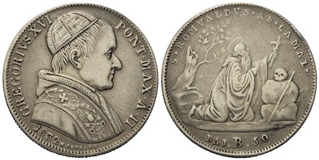 STATO PONTIFICIO. Bologna. Gregorio XVI (1831 - 1846). 50 Baiocchi 1832. Ag (g 12,26; mm 30,9).