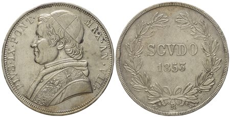 STATO PONTIFICIO. Roma. Pio IX (1846 - 1870). Scudo 1853, anno VIII. Ag (g 26,74; mm 37,3).