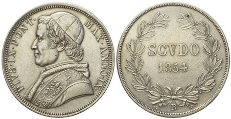 STATO PONTIFICIO. Roma. Pio IX (1846 - 1870). Scudo 1854, anno IX. Ag (g 26,74; mm 37,5).