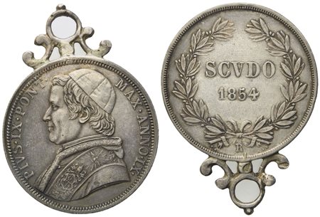 STATO PONTIFICIO. Roma. Pio IX (1846-1870). Scudo 1854, anno IX. Ag (28,50 g; 37,3 mm)