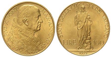 VATICANO. Pio XI (1922-1938). 100 lire 1932. Au (8,82 g; 23,5 mm)