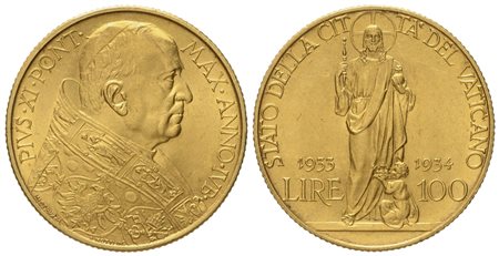 VATICANO. Pio XI (1929-1938). 100 lire 1933 1934 "Giubileo". Au (8,78 g; 23,4 mm)