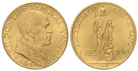 VATICANO. Pio XII (1939-1958). 100 lire 1941. Au (5,19 g; 20,4 mm)