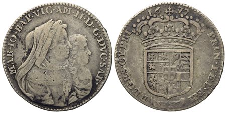 SAVOIA. Torino. Vittorio Amedeo II (reggenza 1675-1680). Lira da 20 soldi 1677. Ag (5,97 g; 27,16 mm)