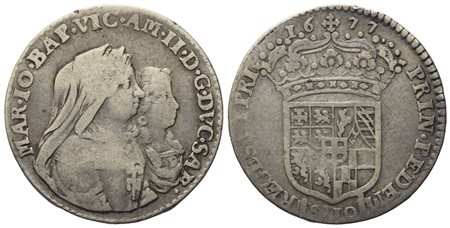 SAVOIA. Torino. Vittorio Amedeo II (reggenza 1675-1680). Mezza lira 1677. Ag (2,95 g; 20,79 mm) 