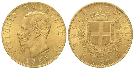 REGNO D'ITALIA. Torino. Vittorio Emanuele II (1861-1878). 20 lire 1865. Au (6,44 g; 20,9 mm)