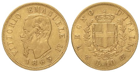 REGNO D'ITALIA. Torino. Vittorio Emanuele II (1861-1878). 10 lire 1863. Au (3,18 g; 18,5 mm)