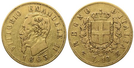 REGNO D'ITALIA. Vittorio Emanuele II (1861-1878). 10 lire 1863. Torino. Au (3,18 g; 18 mm)