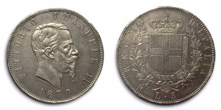 REGNO D'ITALIA. Roma. Vittorio Emanuele II (1861-1878). 5 lire 1870. Ag