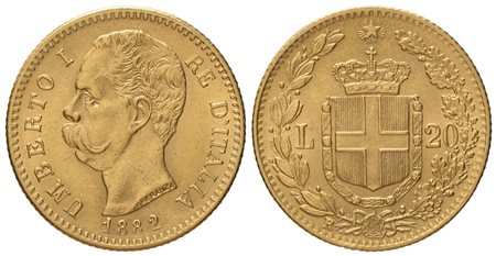 REGNO D'ITALIA. Umberto I (1878-1900). 20 Lire 1882. COPIA in Au (titolo 750?) (6,43 g; 21,2 mm)