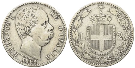 REGNO D'ITALIA. Umberto I (1878-1900). 2 Lire 1898. Ag (9,78 g; 27 mm)