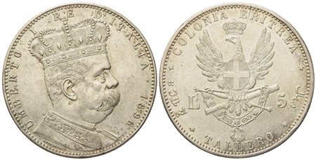 REGNO D'ITALIA. Colonia Eritrea. Umberto I (1890-1896). 5 Lire - Tallero 1896. Ag (27,94 g; 40,5 mm)