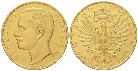 REGNO D'ITALIA. Vittorio Emanuele III (1900 - 1943). 100 lire 1903 "Aquila araldica". Au (32,20 g; 35 mm)