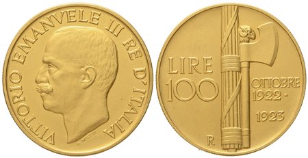 REGNO D'ITALIA. Vittorio Emanuele III (1900 - 1943). 100 lire 1923 "Fascio". Au (32,21 g; 34,9 mm)