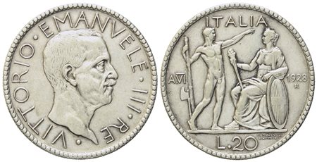 REGNO D'ITALIA. Vittorio Emanuele III (1900-1943). 20 Lire 1928 "Littore". Ag (14,85 g; 35 mm)