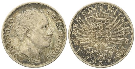 REGNO D'ITALIA. Vittorio Emanuele III (1900 - 1943). 1 lira 1906 "Aquila araldica". Ag (4,98 g; 22,8 mm)