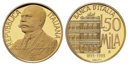 REPUBBLICA ITALIANA. Lire 50.000 1993 "Banca d'Italia". Coniazione Aurea. Au (7,5 g; 720 mm) 