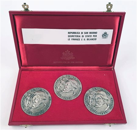 SAN MARINO. Trittico Medaglie per il IV centenario della morte di Benvenuto Cellini 1971. Ag (55 g cad.; 50 mm)