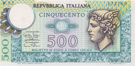 REPUBBLICA ITALIANA. 500 Lire "Mercurio" (1974). Serie sostitutiva "W"