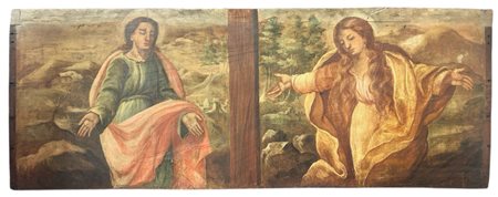 Pittore Toscano del XVIII secolo, Noli me tangere (Cristo e la Maddalena),tavola in legno