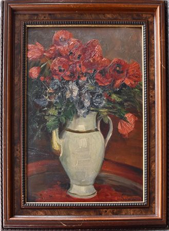 Emile Vermeersch (Belgio 1870 - 1952), attribuito a, Vaso con fiori