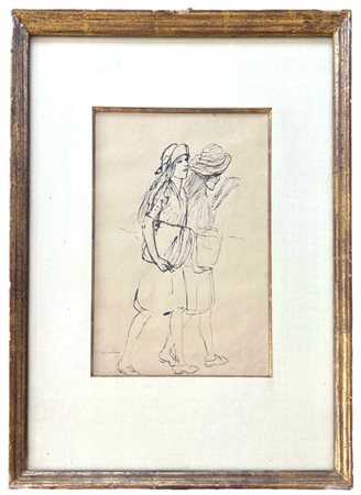 Théophile Alexandre Steinlen (Losanna 1859 - Parigi 1923), attribuito a, Deux jeunes filles