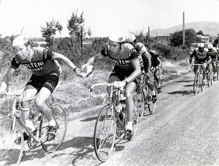 Eddy MERCKX. Foto stampa originale del corridore belga e del suo compagno di sq