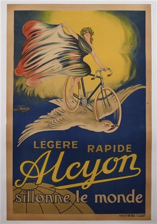 Alcyon Cicli. Poster originale con splendida illustrazione di Louis Mangin. Cir