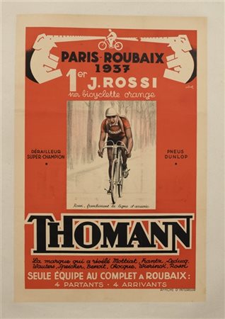 Cicli "Thomann". Poster originale commemorativo per la vittoria di Giulio (Jule