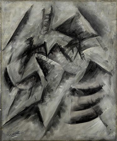 Carlo Carrà Quargnento (Al) 1881 - Milano 1966 Ritmi di linee, (1912) Olio su...