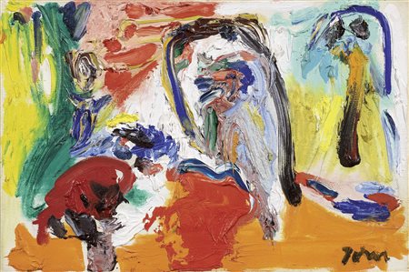 Asger Jorn Vejrum 1914 - Aarhus 1973 Il parco, 1968 Olio su tela, cm. 20x30...