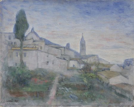 Carlo Carrà Quargnento (Al) 1881 - Milano 1966 Assisi, 1940 Olio su cartone...