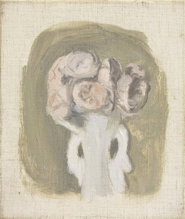 Giorgio Morandi Bologna 1890 - 1964 Fiori, 1947 Olio su tela, cm. 24x20 Firma...