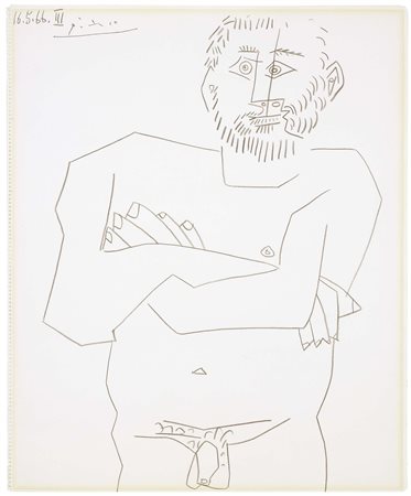 Pablo Picasso Malaga 1881 - Mougins 1973 Homme nu debout, 1966 Matita su...