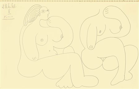 Pablo Picasso Malaga 1881 - Mougins 1973 Études, 1961 Matita su carta...