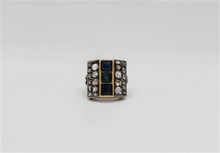 Anello Art Deco in oro e argento